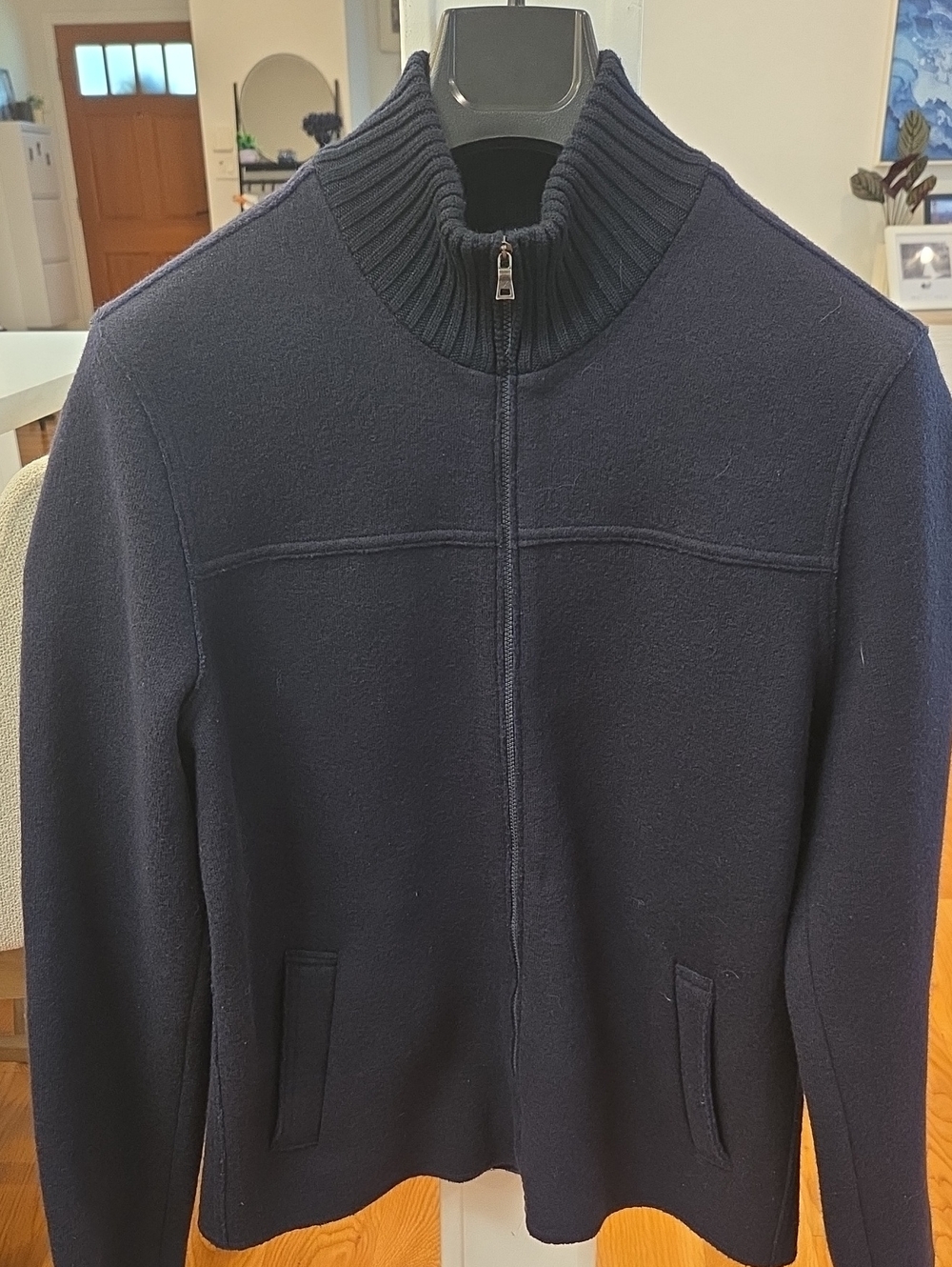 Falconeri Men's Full-Zip Ribbed Collar  Cardigan 100% Wool Jacket (L)(50)